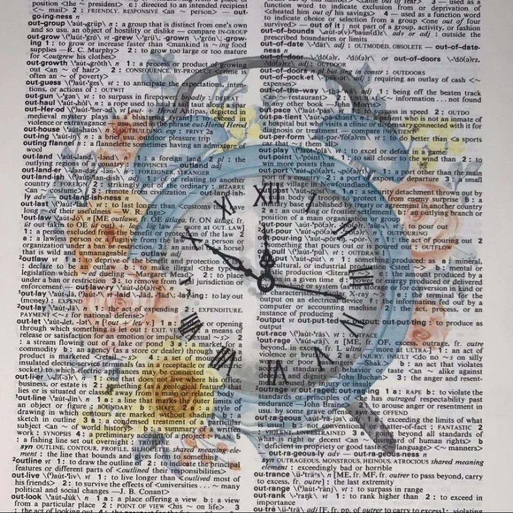 Dictionary Art Print Retro Alarm Clock, Vintage Art Print